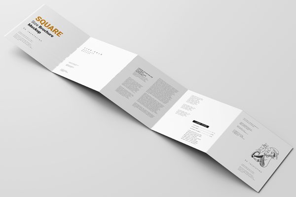 高质感方形折页五折页样机mockup5组