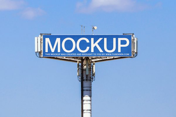 双面户外高速公路高炮广告牌样机mockup