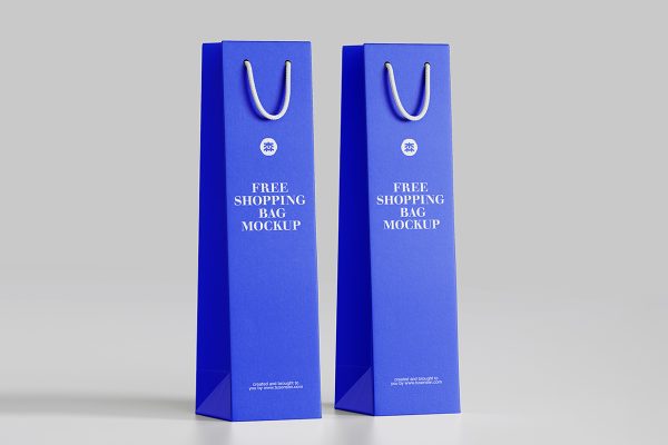 优雅的酒袋礼品袋手提袋纸袋样机mockup4组