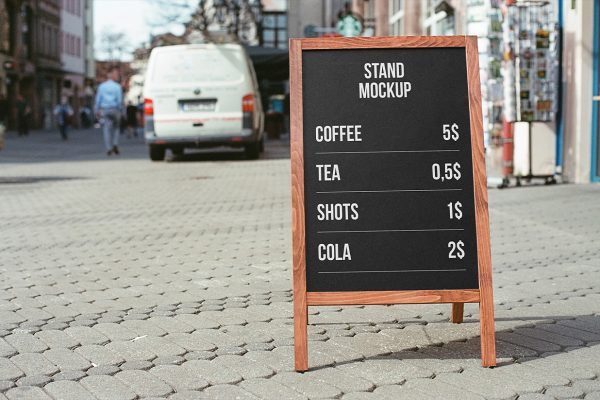 户外菜单水牌立牌样机mockup