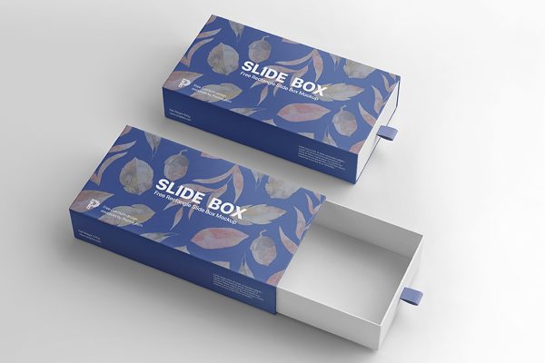 打开的抽拉盒包装盒纸盒样机mockup