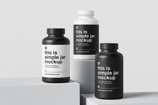 塑料瓶药瓶保健品瓶包装样机mockup5组