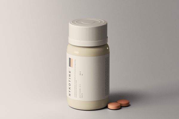 带药丸的药瓶保健品瓶包装样机mockup