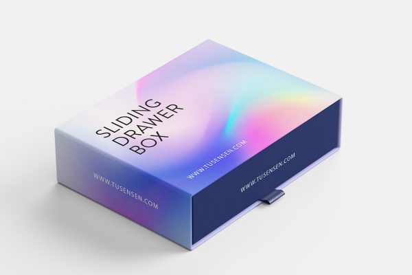 精致的抽拉盒包装盒礼品盒纸盒样机mockup6组