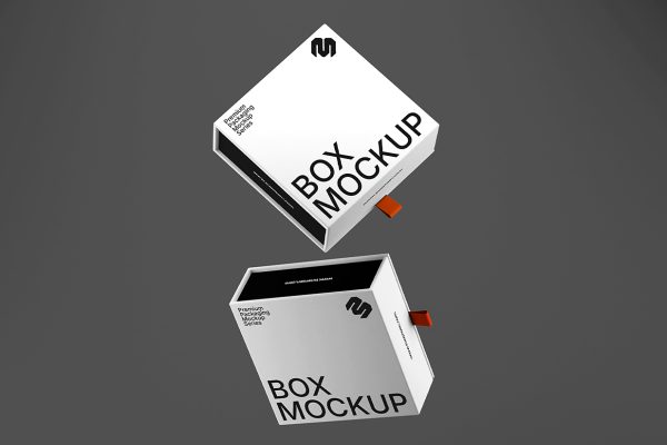 漂浮的抽拉盒包装盒纸盒样机mockup