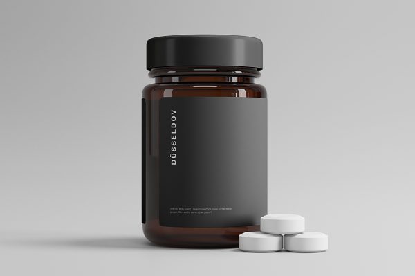 带药片的药瓶保健品瓶包装样机mockup