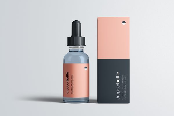 带包装盒的滴管瓶精华精油瓶样机mockup6组