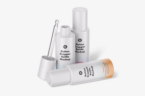 精致的滴管瓶精华精油瓶样机mockup4组