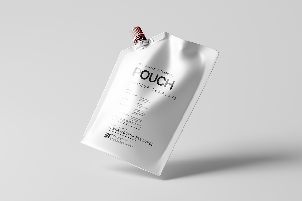 高质感斜口吸嘴袋自立袋包装样机 mockup10组插图1