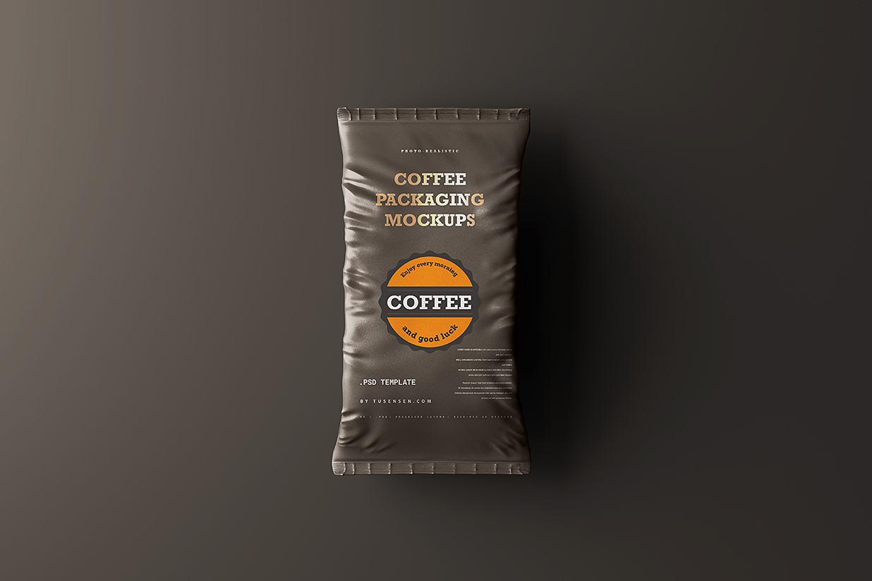 食品包装袋咖啡袋样机mockup5组插图1