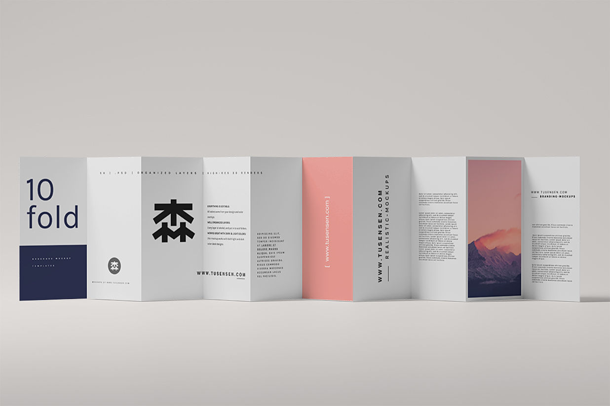 竖版折页十折页样机mockup8组插图2