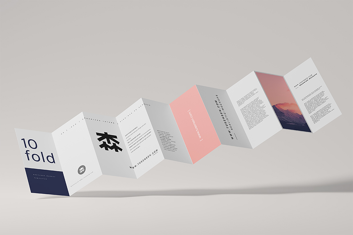 竖版折页十折页样机mockup8组插图3