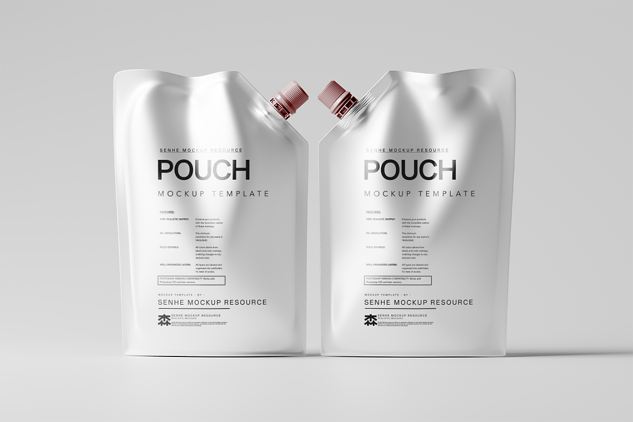 高质感斜口吸嘴袋自立袋包装样机 mockup10组插图6