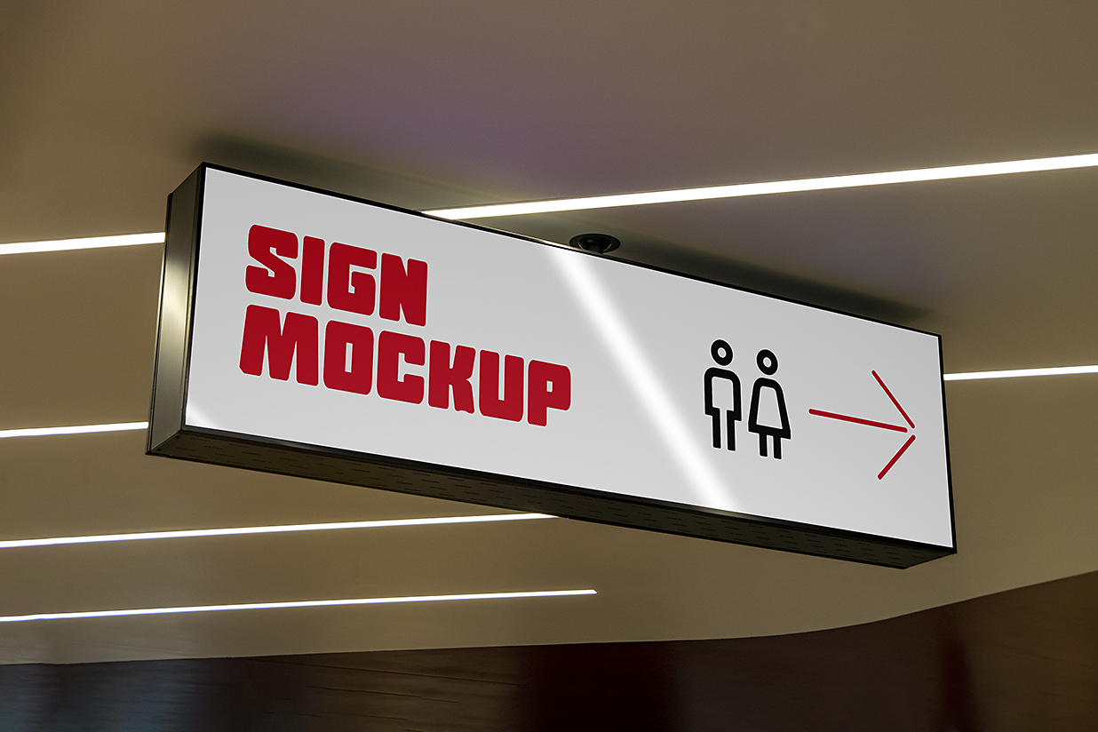 卫生间洗手间导视牌吊牌灯箱样机mockup插图