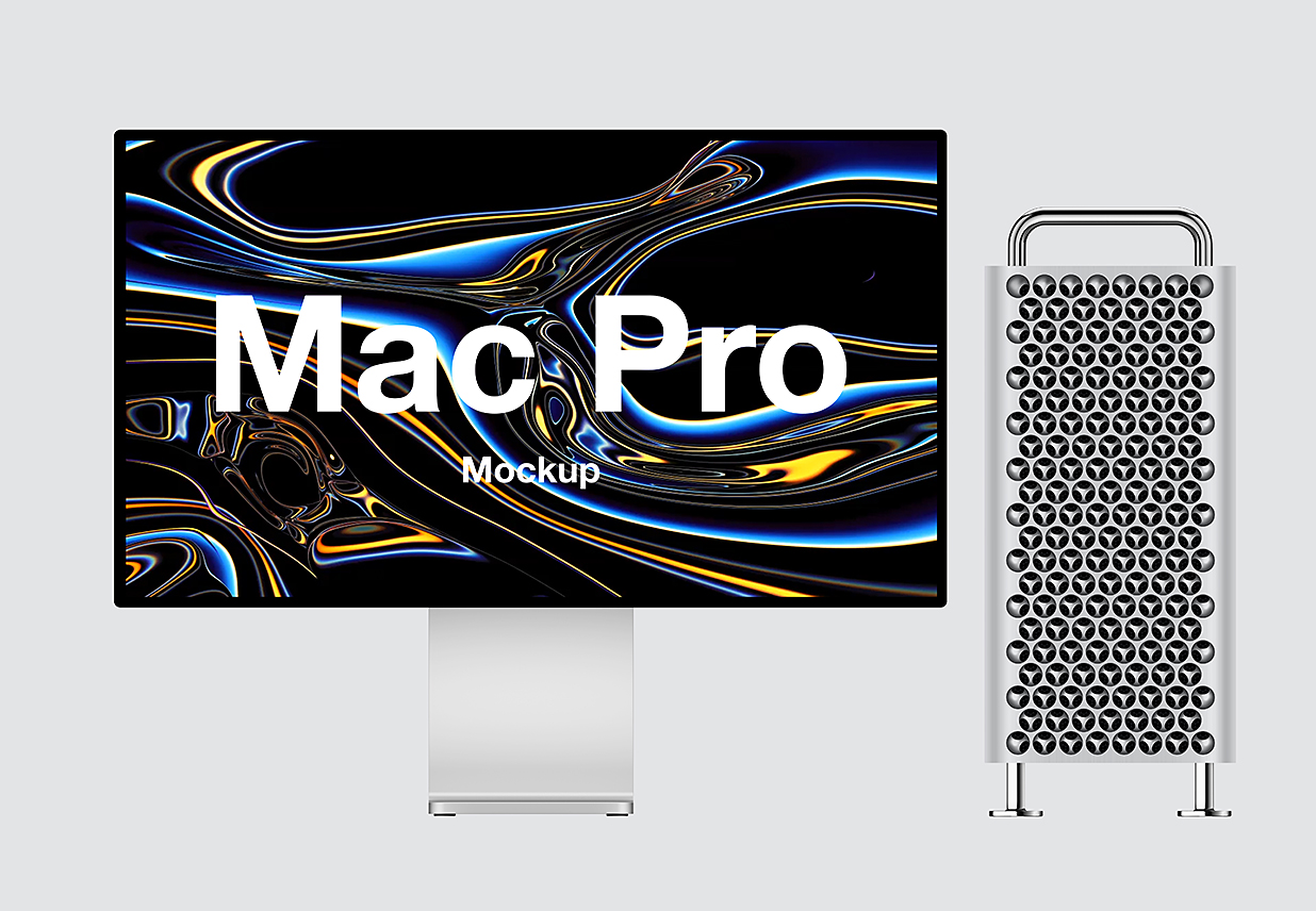 Mac Pro与机箱样机mockup插图