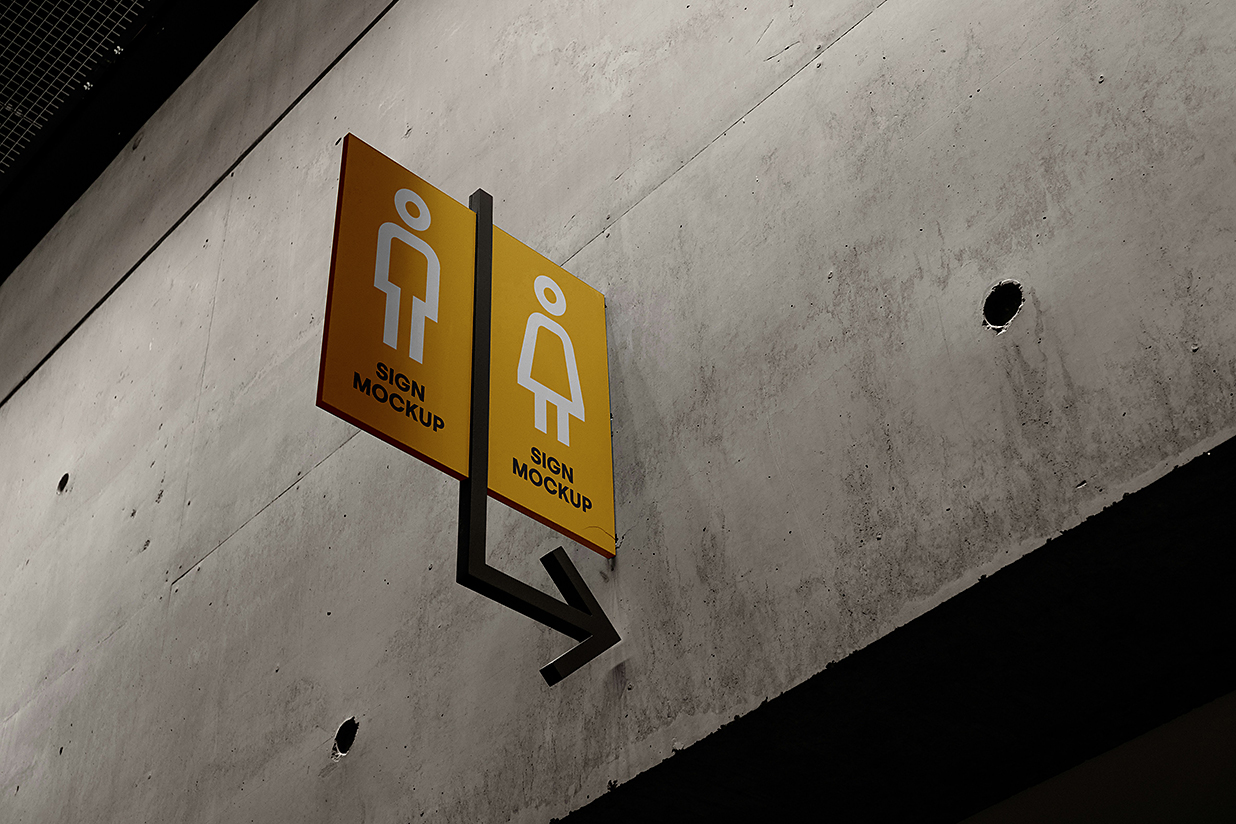 公共卫生间指示牌导视标识样机mockup插图