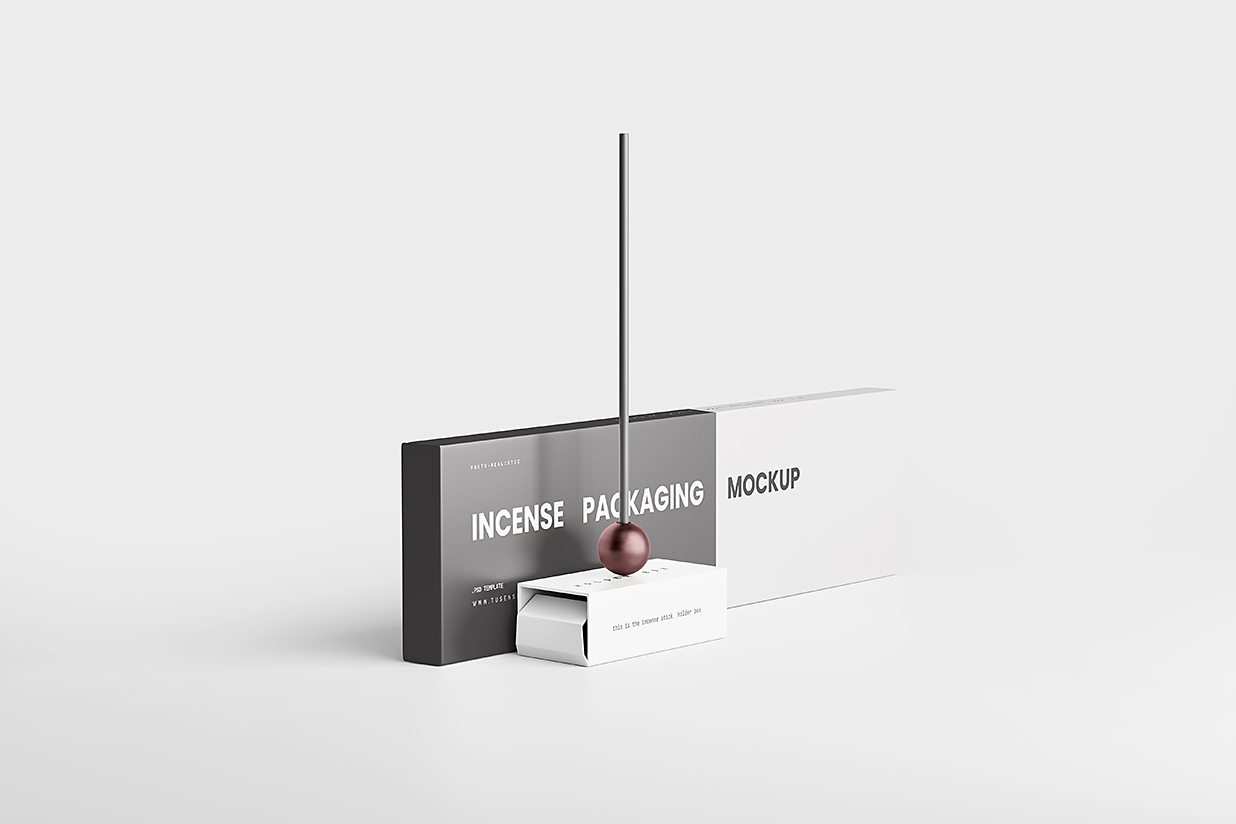 带包装盒的线香样机mockup5组插图