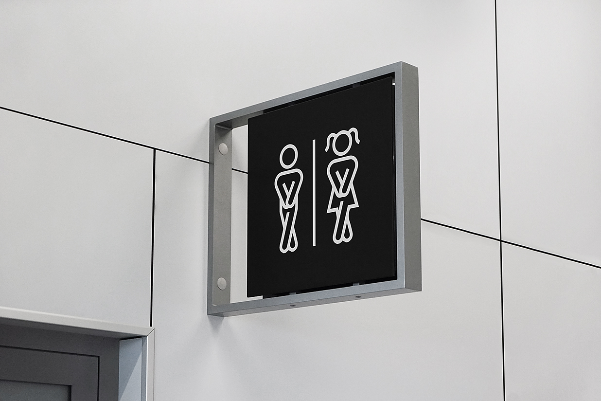 悬浮式卫生间洗手间门牌导视牌标识牌样机mockup插图