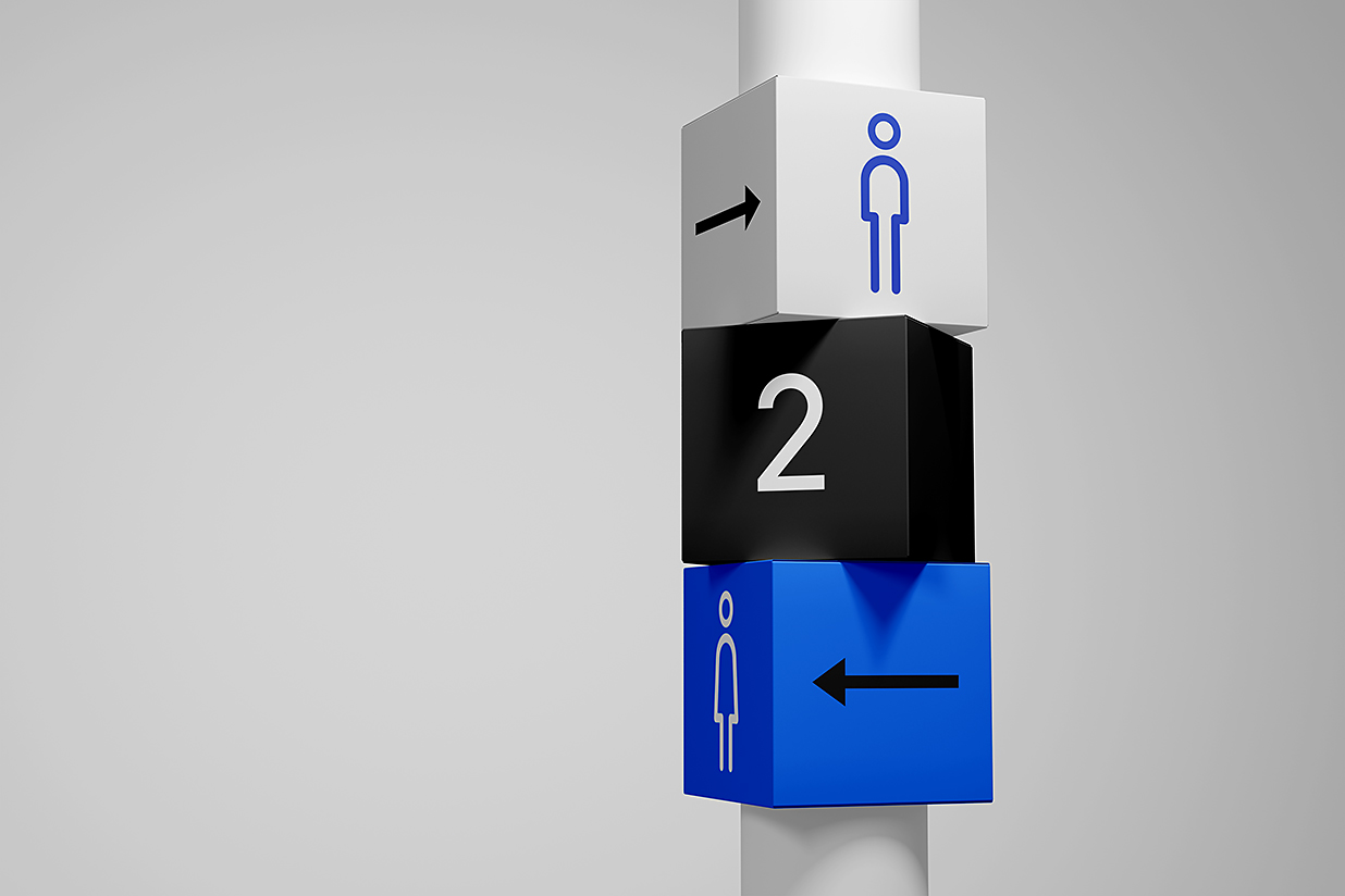 立柱式卫生间楼层指示牌导视标识牌样机mockup插图