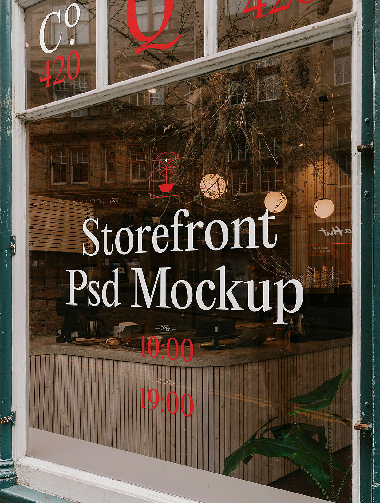 欧式复古店面橱窗玻璃贴LOGO贴样机mockup插图