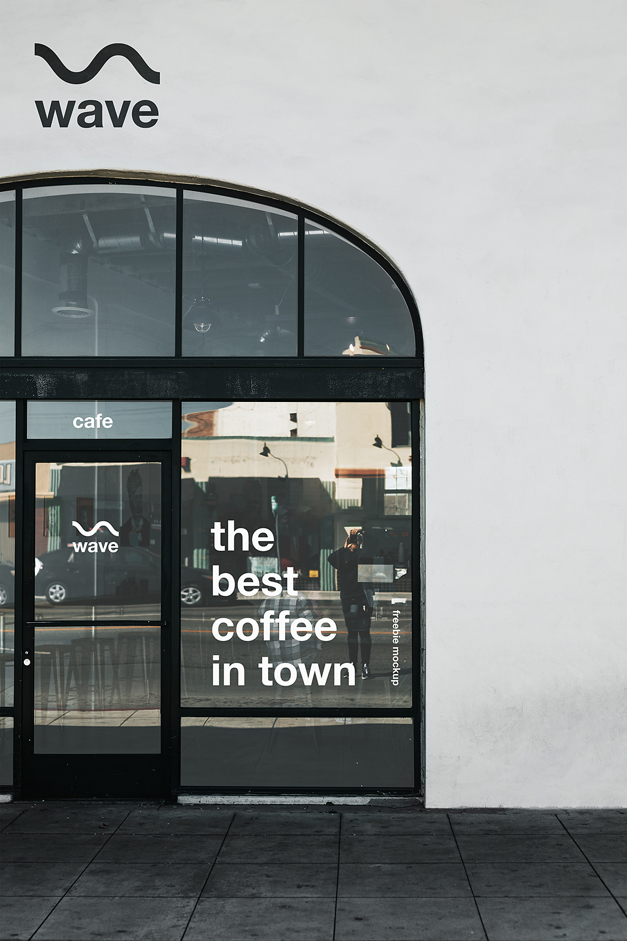 极简咖啡店铺橱窗玻璃贴LOGO贴样机mockup插图