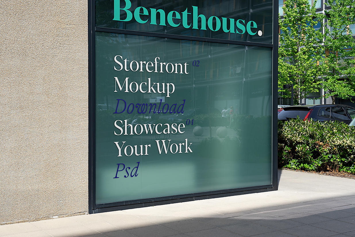 现代极简风商业店铺橱窗玻璃贴LOGO贴样机mockup插图