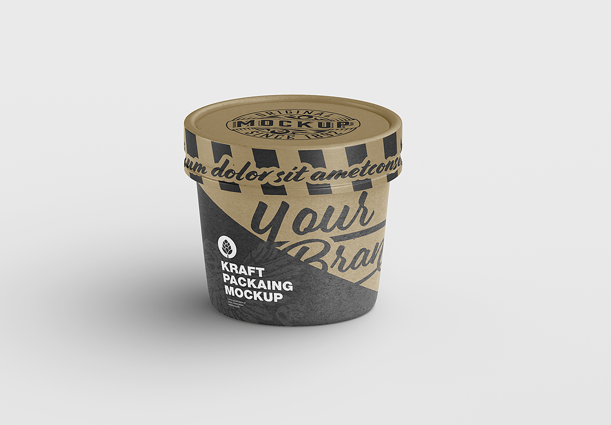 一次性纸筒纸碗甜品碗泡面桶包装样机mockup插图