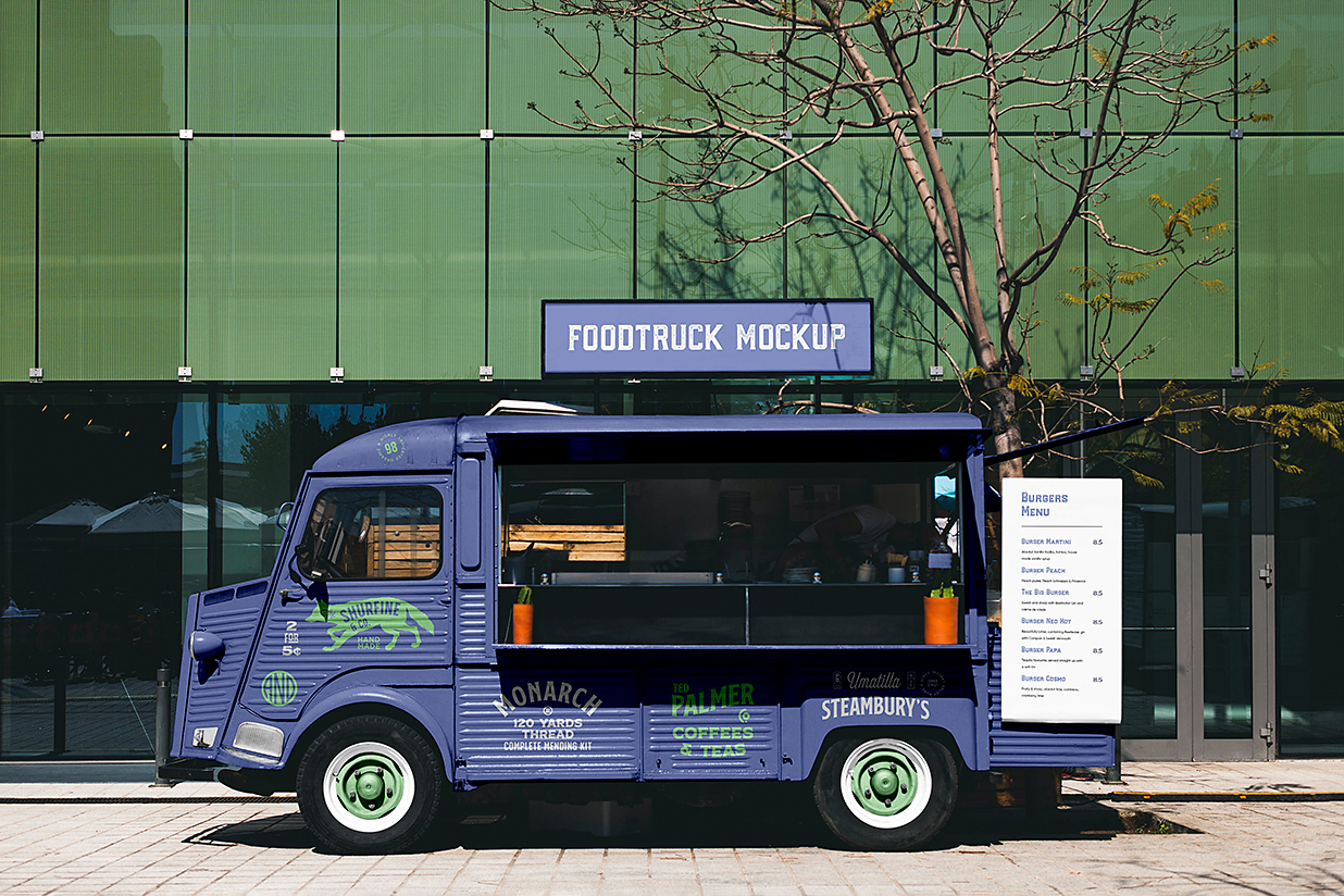 餐车移动摊位样机mockup插图