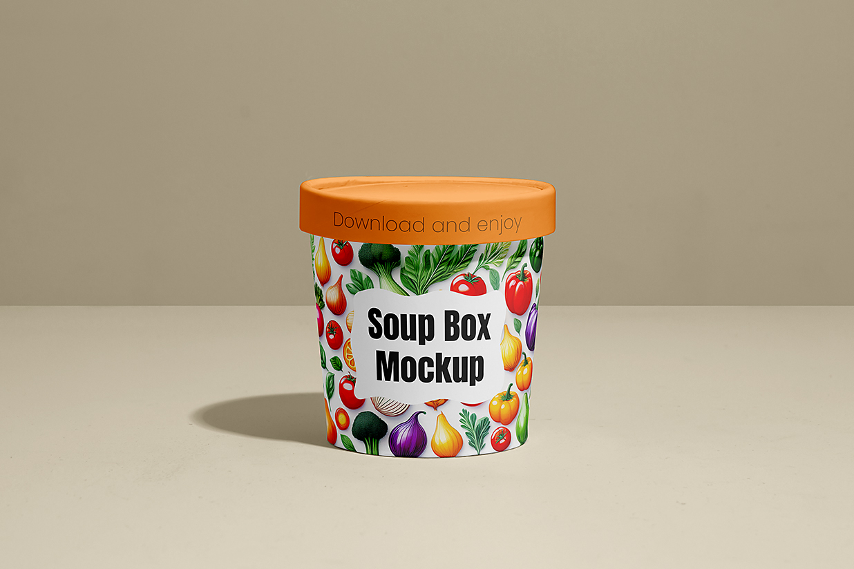 一次性外卖汤杯汤桶食品包装样机mockup插图