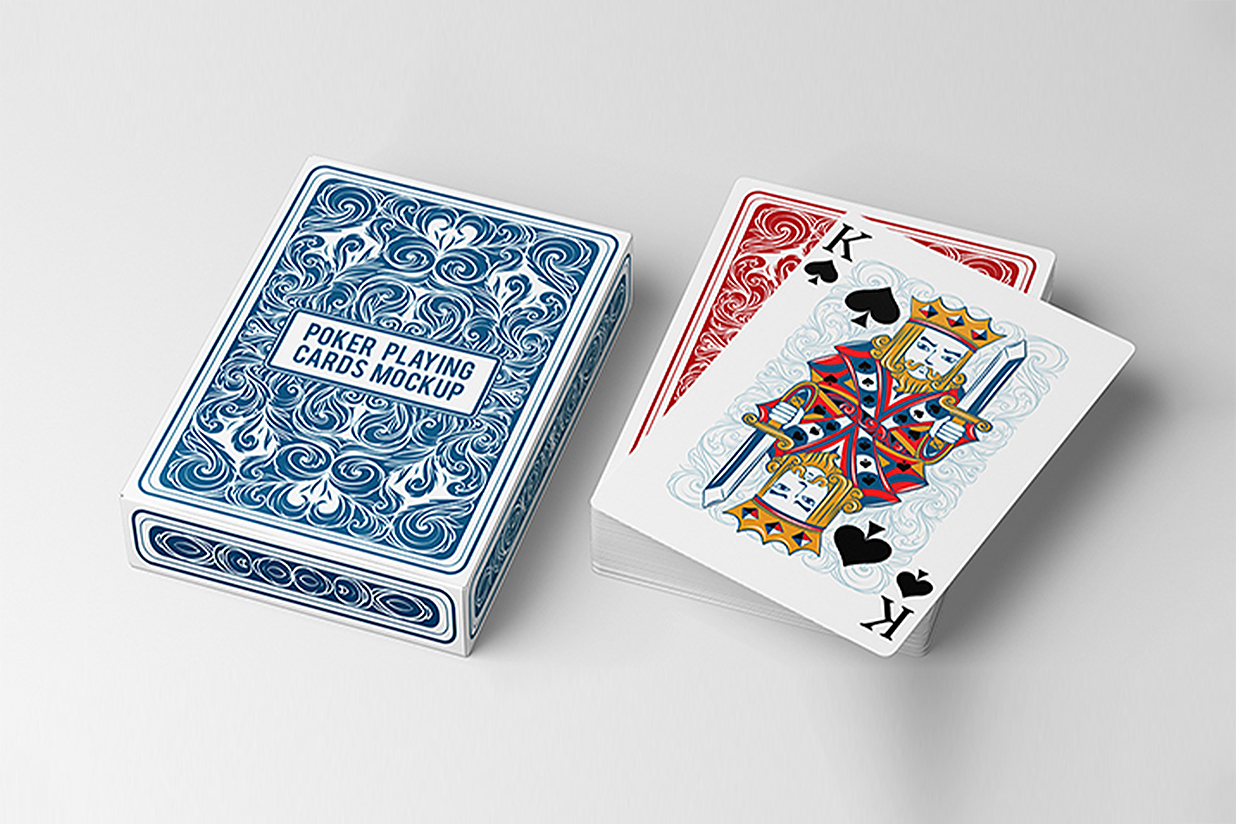 带包装盒的扑克牌样机 mockup插图