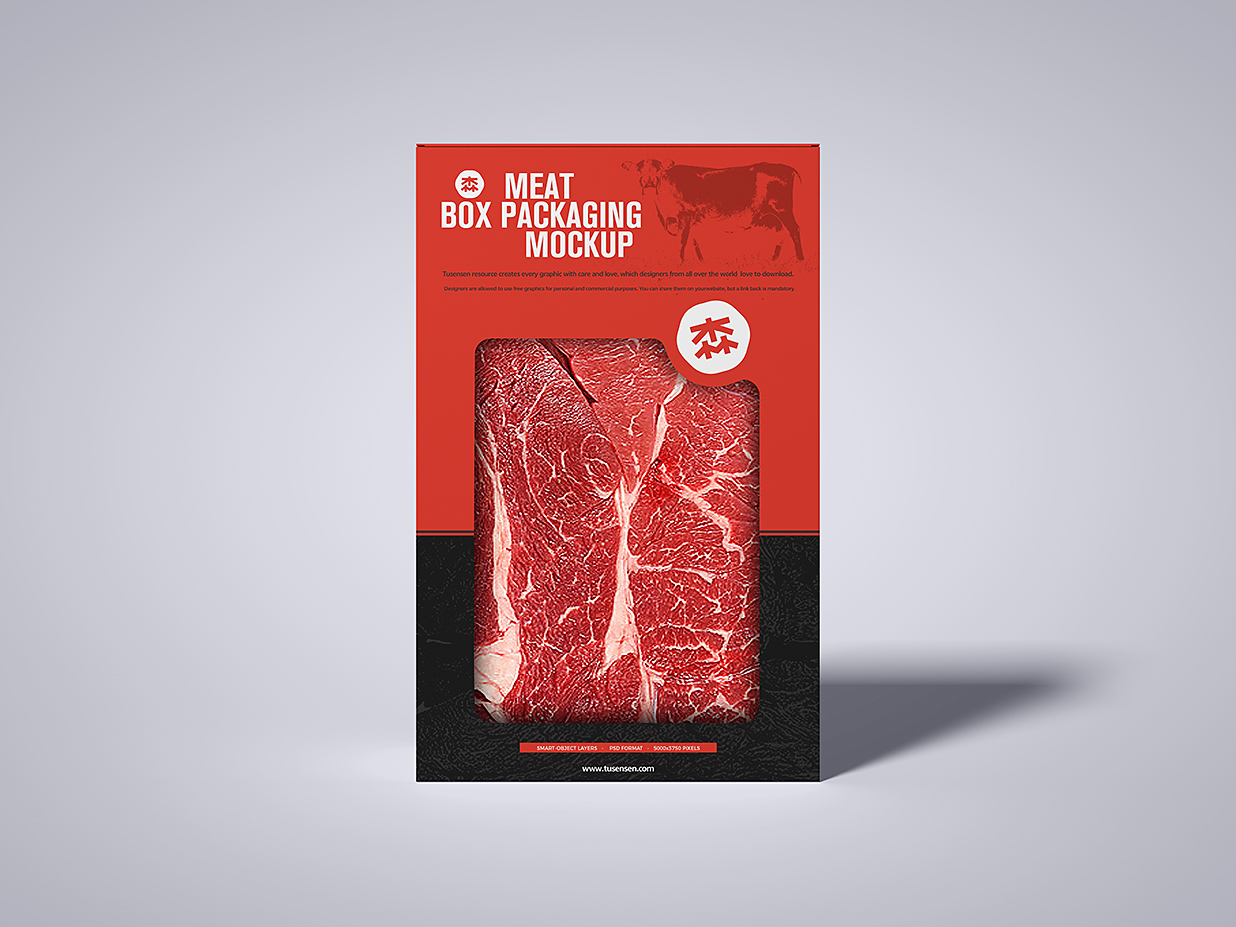开窗生鲜食品纸盒包装盒样机mockup插图