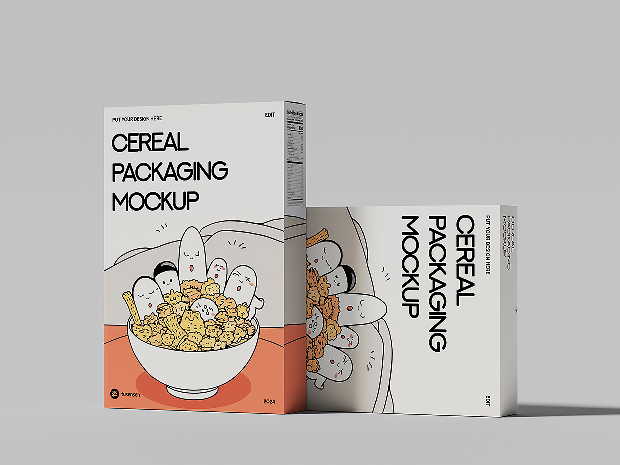 长方形食品包装纸盒麦片盒样机mockup插图