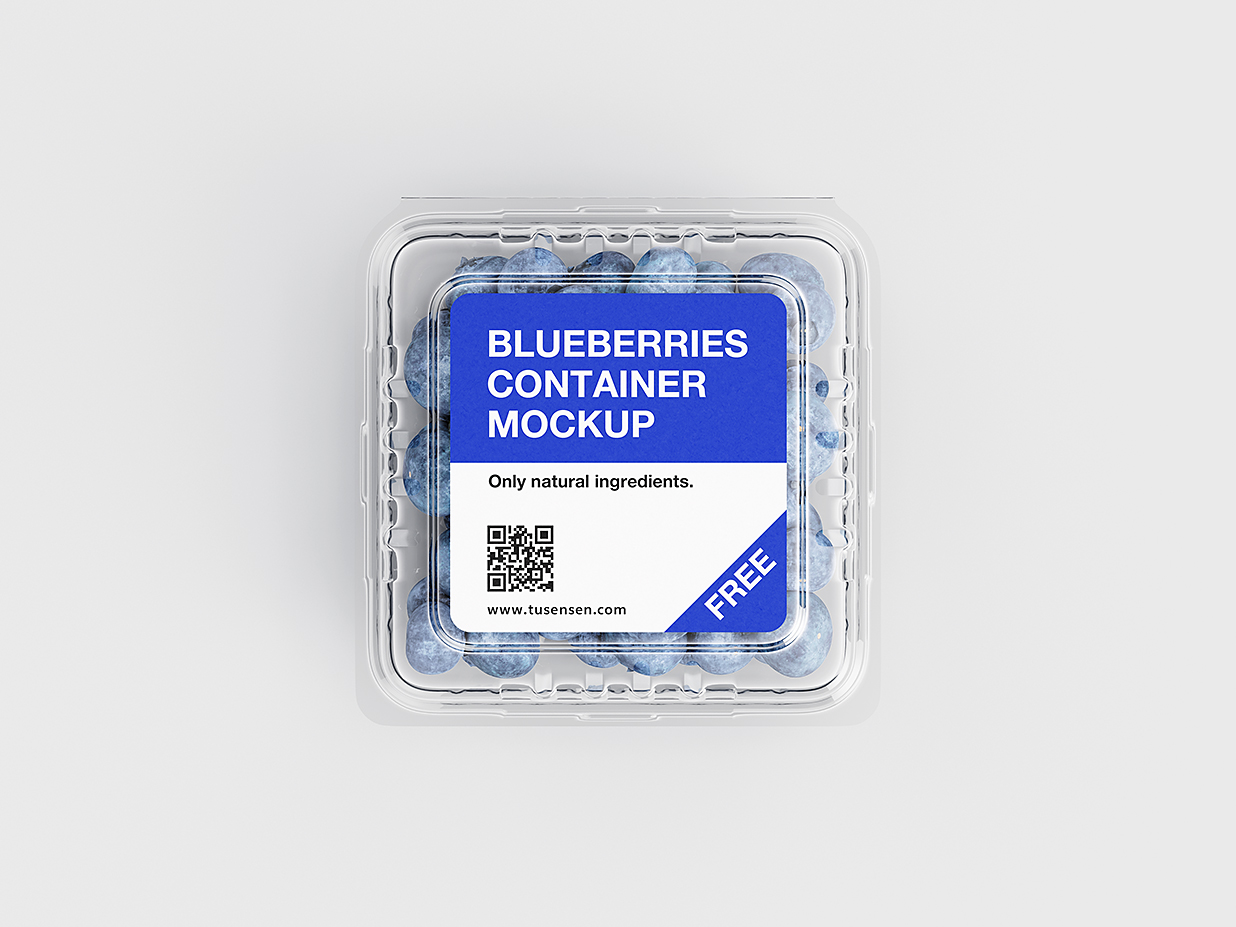 蓝莓透明塑料盒包装样机mockup3组插图1