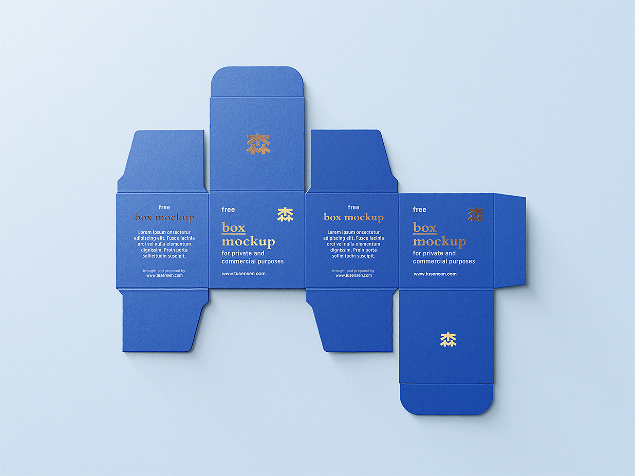 纸盒包装盒刀模刀版展开图样机mockup3组插图1