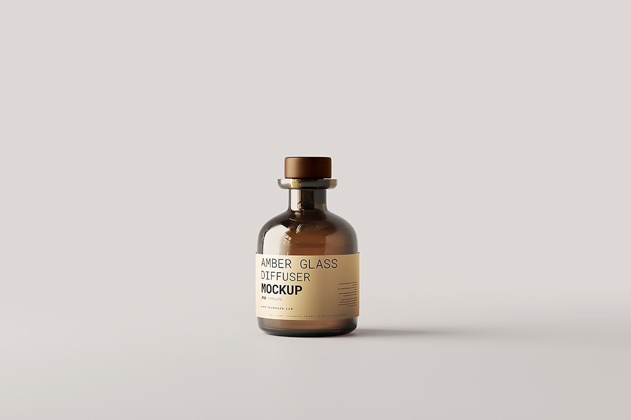 高质感玻璃瓶无火藤条香薰样机mockup5组插图1