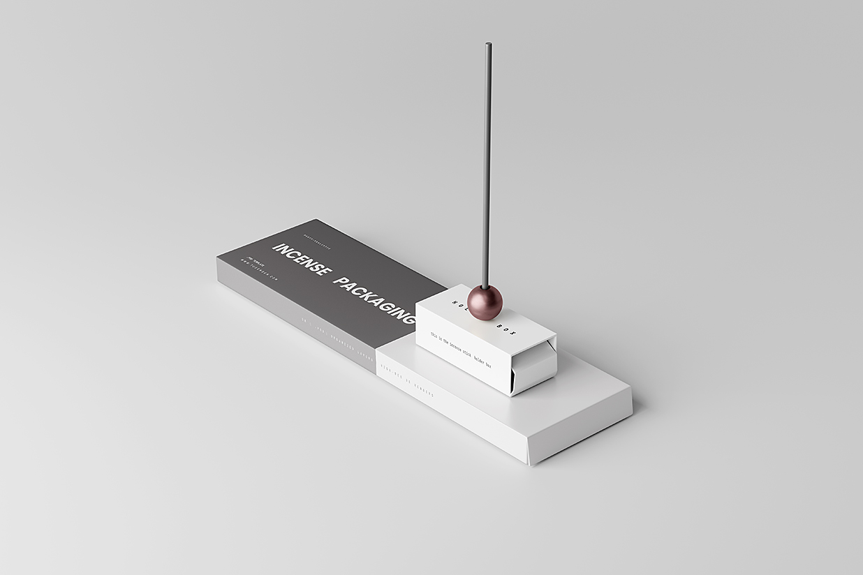 带包装盒的线香样机mockup5组插图1