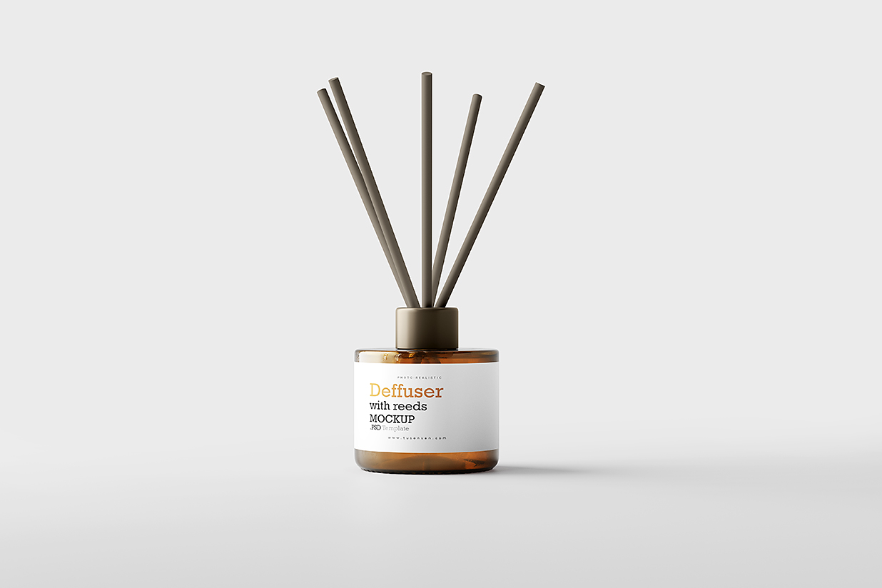 高质感玻璃瓶无火藤条香薰样机mockup2组插图1