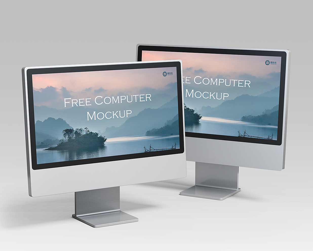 不同角度的iMac显示器样机mockup3组插图2