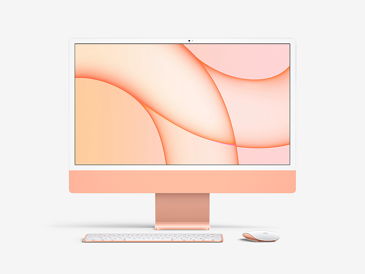 七种不同颜色的iMac 24样机mockup插图2