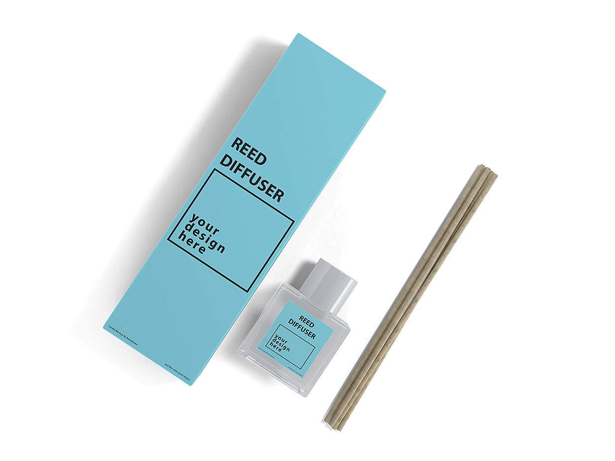 带包装盒的玻璃瓶无火藤条香薰样机mockup3组插图2