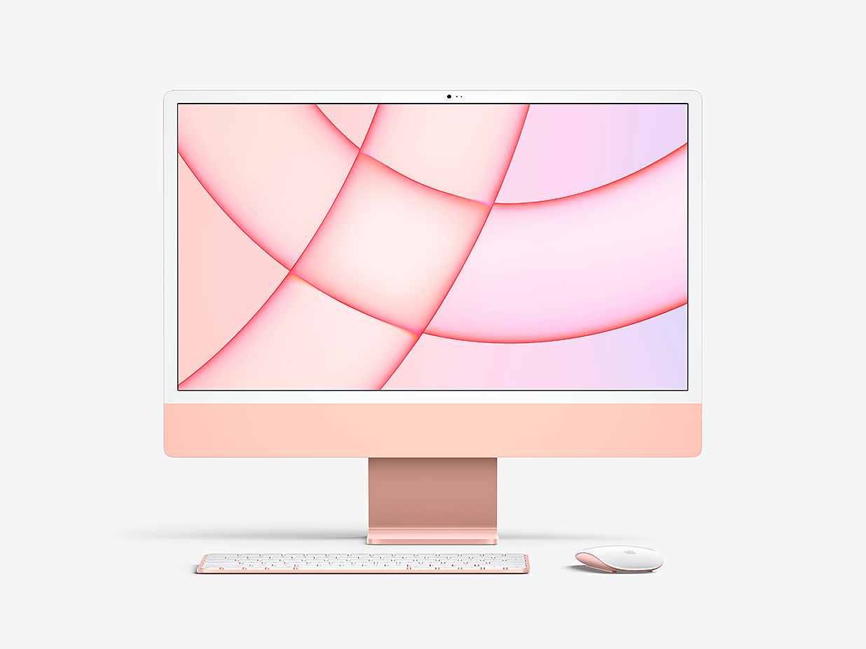 七种不同颜色的iMac 24样机mockup插图3