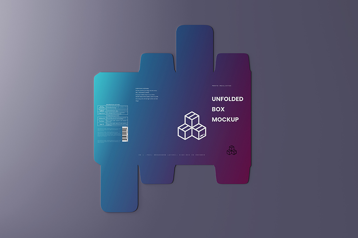 高质感纸盒包装盒刀模刀版展开图样机mockup5组插图3