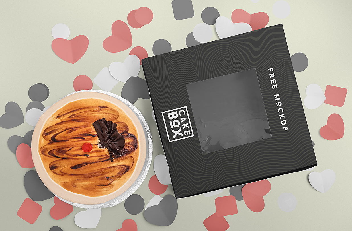 带透明开窗的蛋糕甜品包装纸盒样机mockup5组插图3