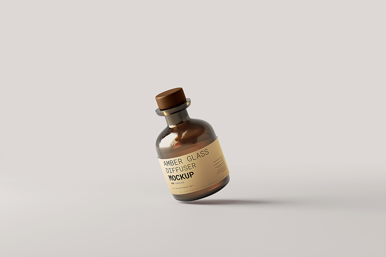 高质感玻璃瓶无火藤条香薰样机mockup5组插图4