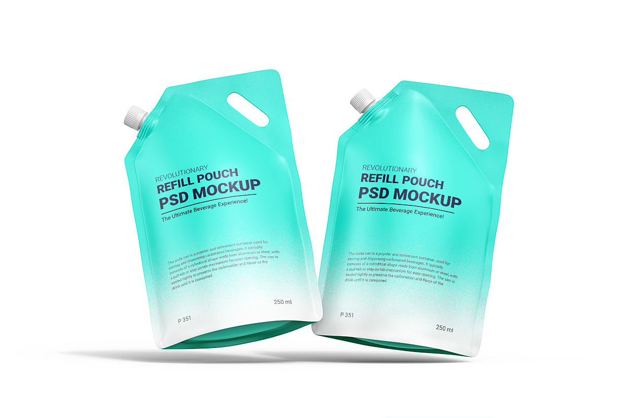 高质感斜口吸嘴袋自立袋包装样机 mockup16组插图4