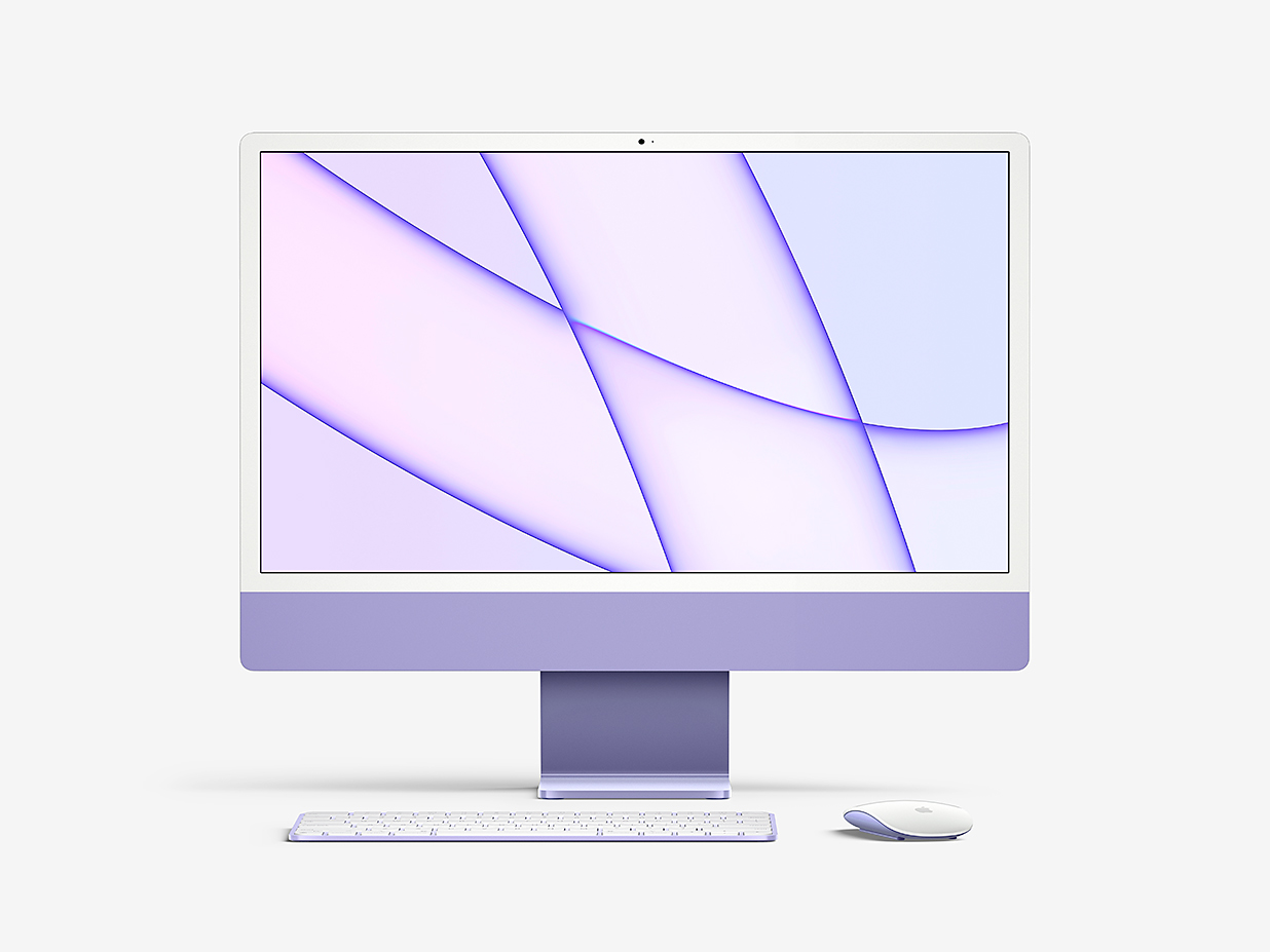 七种不同颜色的iMac 24样机mockup插图4