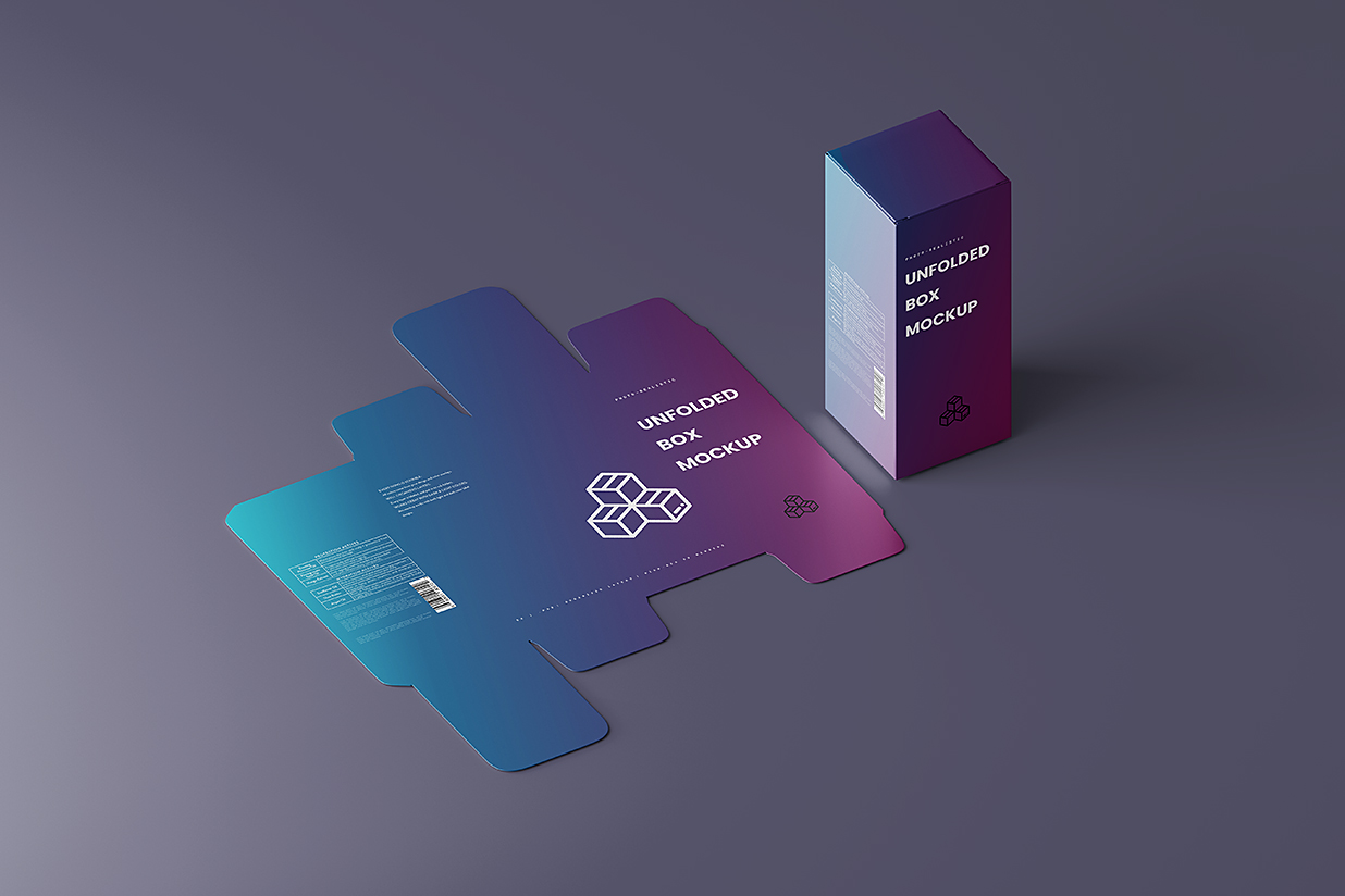 高质感纸盒包装盒刀模刀版展开图样机mockup5组插图4