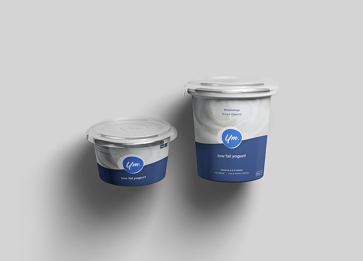 俩种规格的酸奶杯包装样机mockup7组插图5