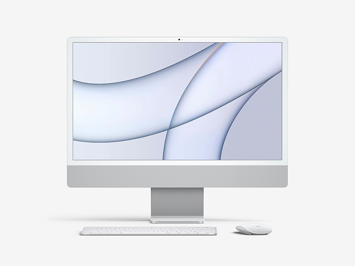 七种不同颜色的iMac 24样机mockup插图6