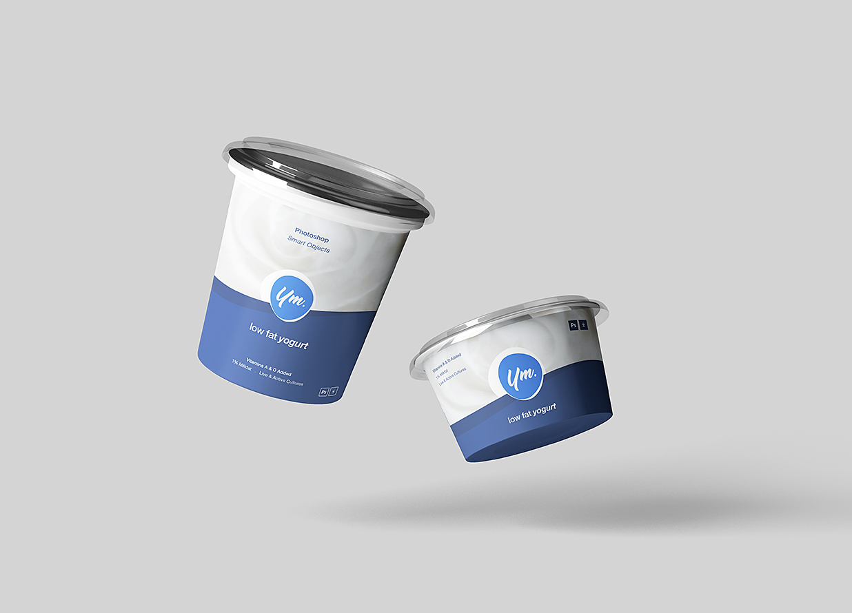 俩种规格的酸奶杯包装样机mockup7组插图6